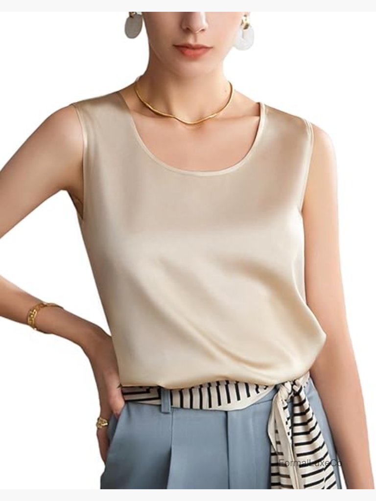 19 Momme Silk Tank Top Loose Fit Sleeveless Summer Top
